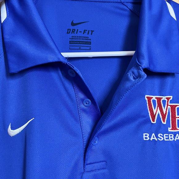 Nike Dri Fit Polo Shirt Wake Forest Baseball Team Blue 658085-494 Mens Sz L - Picture 2 of 9